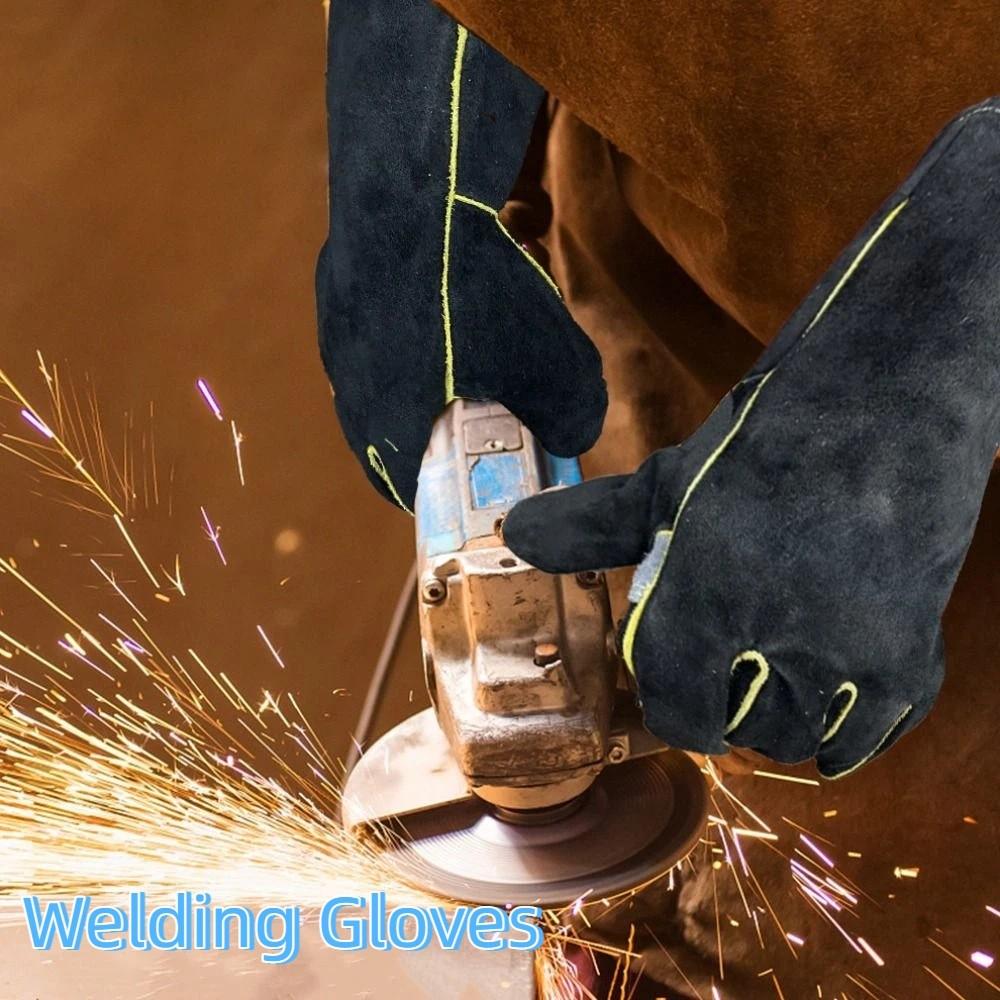 Heat Insulation Welding Gloves Leather Safety Gloves Rescuers Gear Heat Resistant Gloves Fireplace