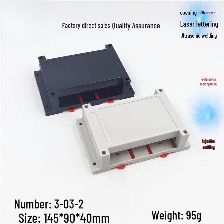 Gray/White Standard DIN Rail Control Enclosure Instrument Chassis with Solid Top Cover (No Holes) - Model 3-03-2:1459040.
