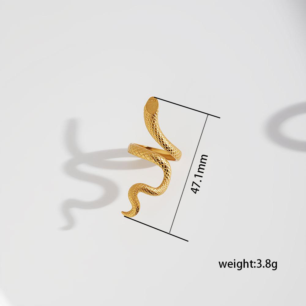 Zircon Snake Rings for Women Men Stainless Steel Gold Color Open Adjustable Ring Vintage Gothic Aesthetic Jewelry Anillos Mujer