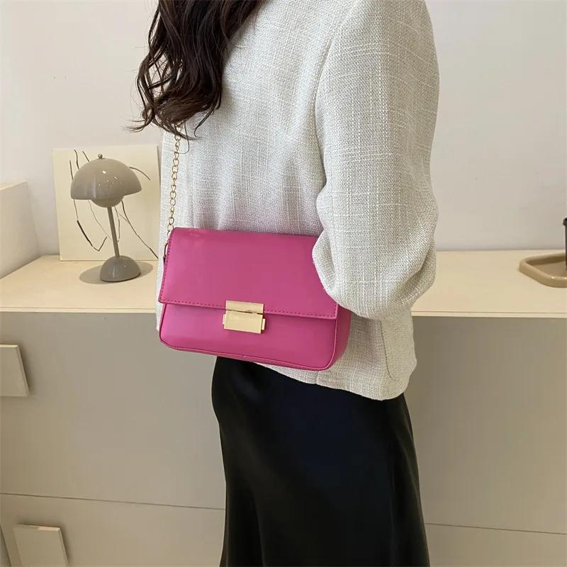 Small Square Crossbody Bag for Women Monochromatic Simple Chain of Fashion Versatile Bag