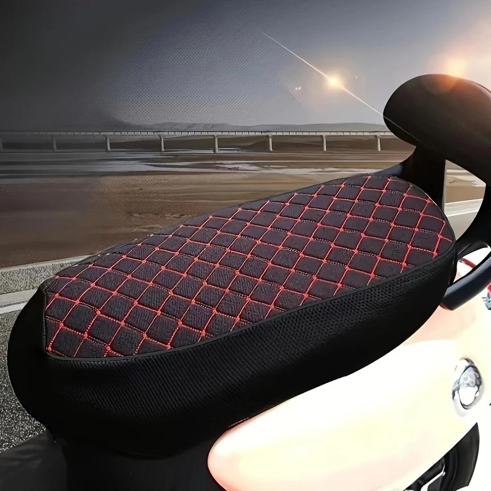 Чехол на сиденье мотоцикла Дышащий Противоскользящий из ПУ кожи для подушки скутера Солнцезащитная накладка Подушка Чехол на сиденье
