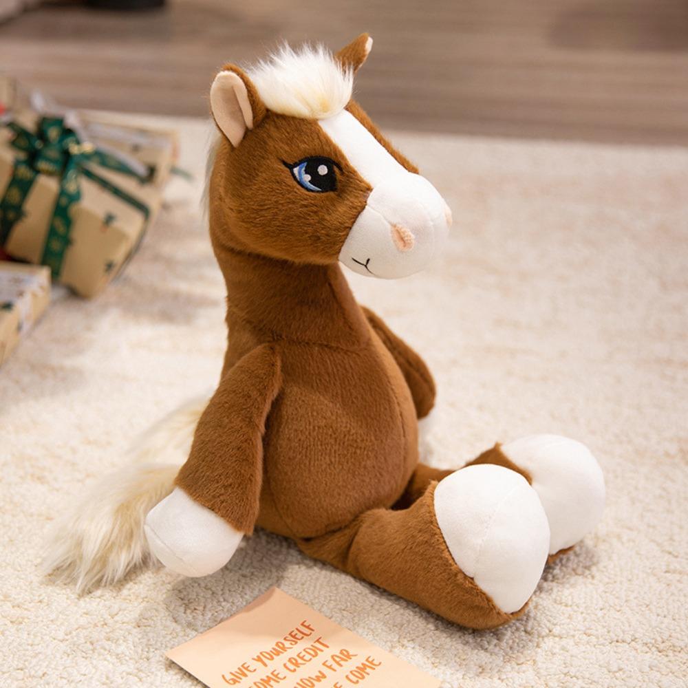 Long Tail Sitting Foal Plush Doll Simulation Cartoon Horse Stuffed Toy Easter Gifts