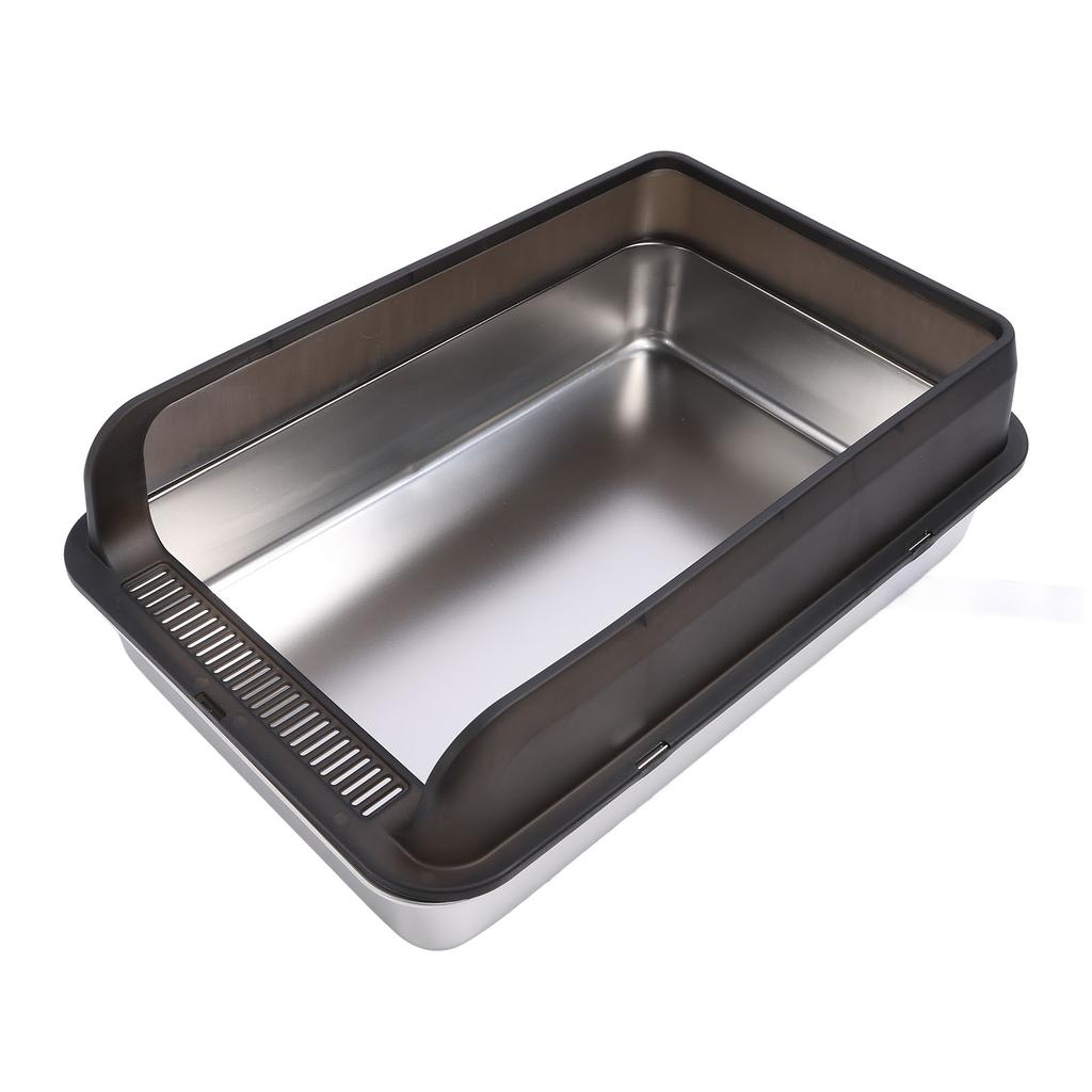 Stainless Steel Litter Box Anti Splashing Odorless Easy To Clean High Sides Semi Enclosed Cat