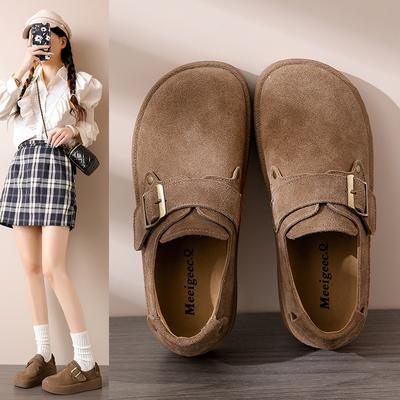 Мода 2024 года, новые женские туфли на плоской подошве, весна и осень, хит продаж, вулканизированная обувь на толстой подошве, универсальная однотонная повседневная обувь