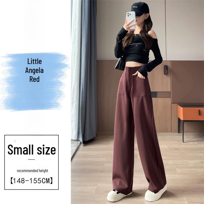 Ankola 2024 Women's High-Waist Wide-Leg Red Suit Pants for Autumn