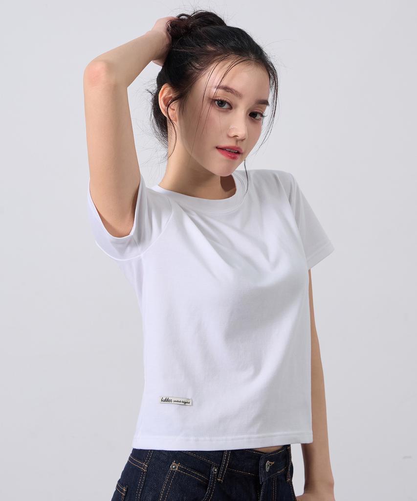 BAKKEN Soft Tension Semi-Crop Plain Short Sleeve T-Shirt Bk4310 (4 Colors)