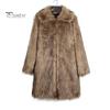 Мужское длинное пальто из искусственного меха с отворотом и длинным рукавом, ветрозащитное пальто с открытым передом, утолщенное теплое пальто из искусственного меха