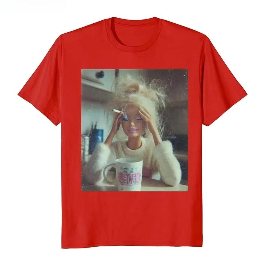 Funny Distressed Doll Face Meme Smoking Sarcastic Humor Gift Tshirt For Unisex Unisex T Shirts Short Sleeve Tops