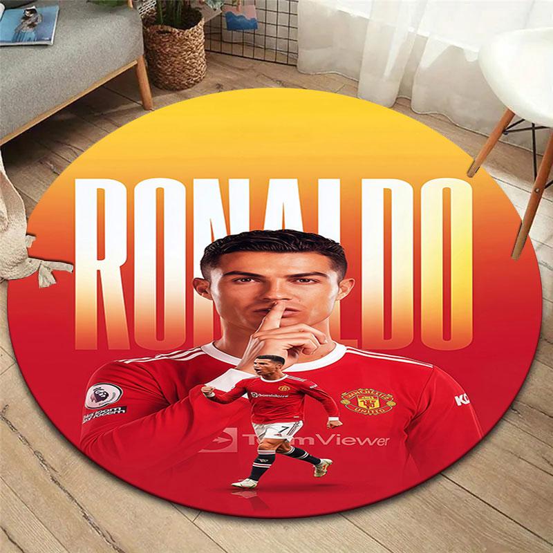 Круглый ковер CR7, Ковер для гостиной, спальни, дивана, игровой комнаты, Нескользящий коврик