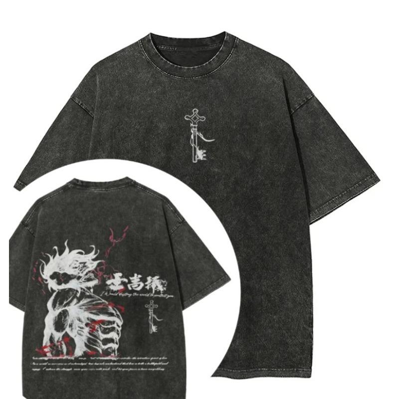 Hot Sale Attack on Titan Peripherals Graphic Print T-Shirt Women Retro Washed Cotton Harajuku Style Oversized Summer New Top