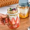 with Lids Spoons & Handle Yogurt Pot Glass Breakfast Jar Oats Container Overnight Oats Jars