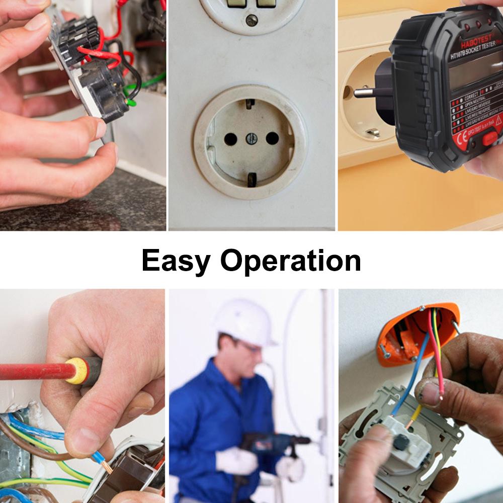 Универсальный RCD GFCI Тестирование Полярности Фазовый Контроль Заземления Вилки US EU Нейтральный Провод Тестер Розетки Переменного Тока Детектор Тестирование Напряжения 90-250 В