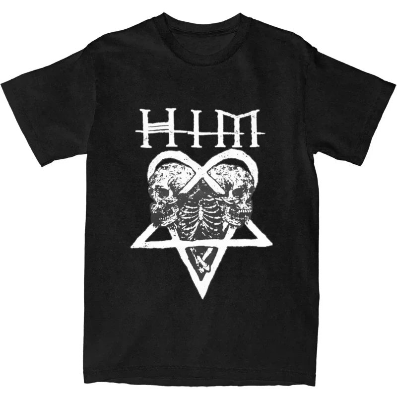 Хип-хоп Рок Футболка Он Группа Ville Valo Heartagram Любовь Металл Футболка Летняя Повседневная Уличная Одежда Принт Хлопок Короткий Рукав Унисекс