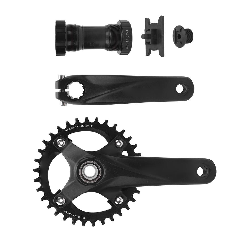 Kids Cycle Crankset with Bottom Bracket Hollow Integrated BCD104mm 34T Aluminum Alloy Cycle Chainring Crank Arm Set