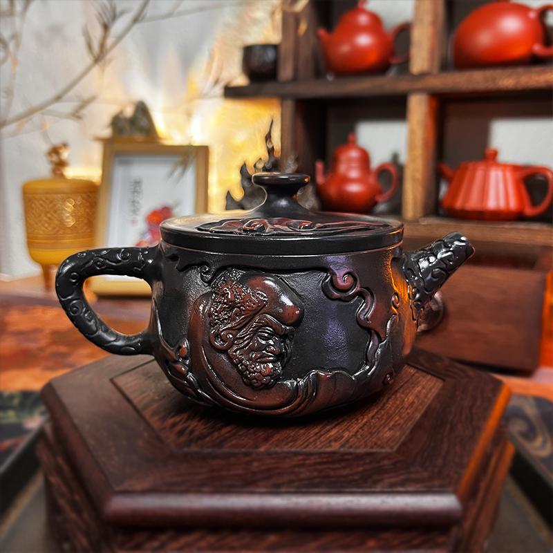 Dharma Purple Pottery Vintage Handmade Teapot Керамический резной чайник Kung Fu Teapot Одиночный чайник Наборы для приготовления чая Pu'er Чайник