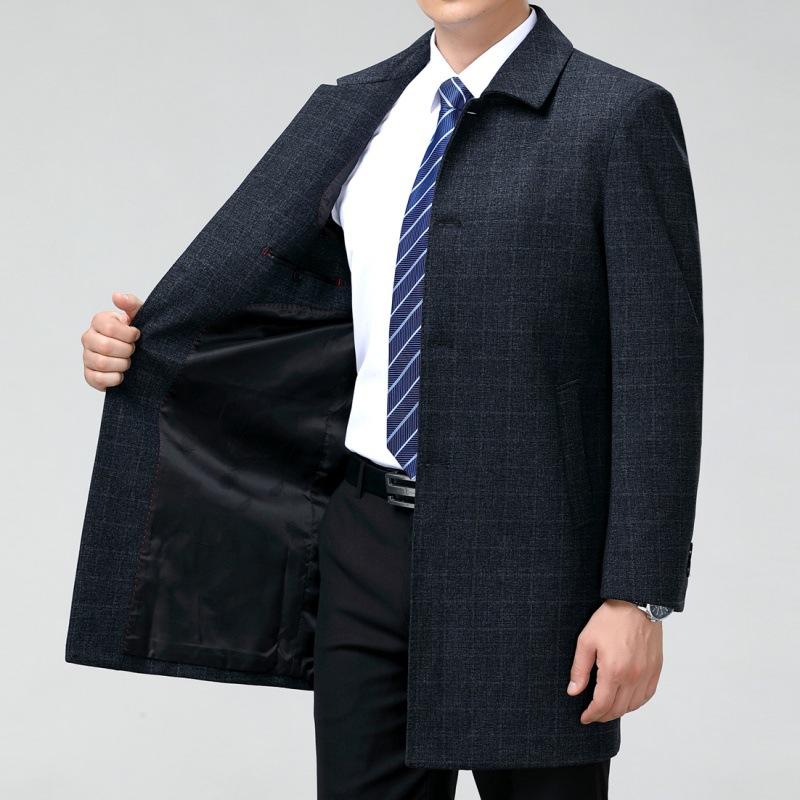 Осенне-зимний новый стиль, тонкая кашемировая ветровка для мужчин среднего возраста, свободное шерстяное пальто средней длины, куртка для папы на пуговицах