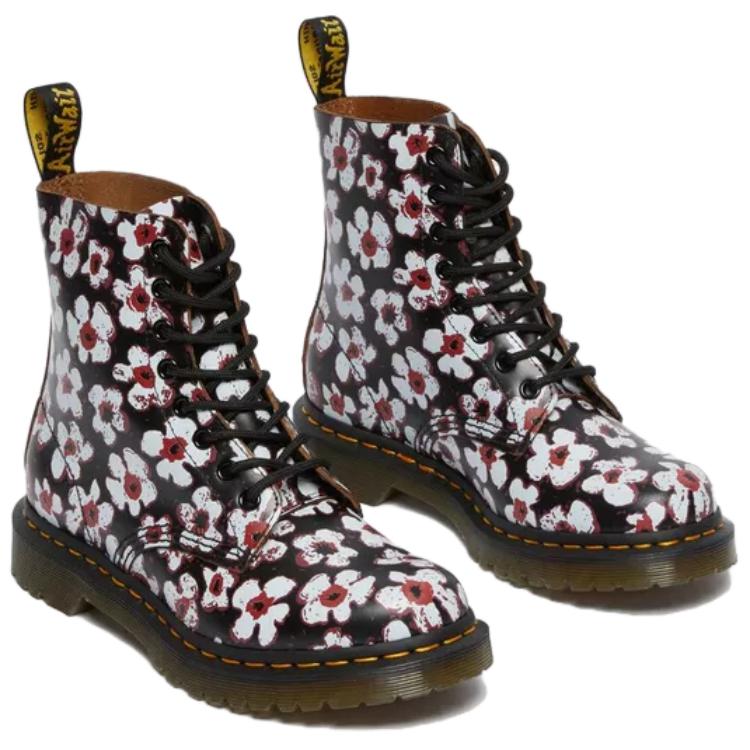 Dr. Martens 1460 Pascal Fashion Versatile Boots Women Boots Black White 26456002