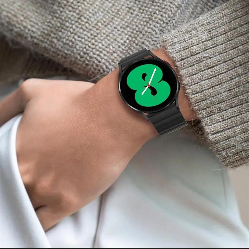 Силиконовый ремешок с магнитной петлей 18 мм 20 мм 22 мм для Samsung Galaxy Watch 6 5 Pro 4 Active 2 40 мм 44 мм S3 Amazfit Bip HUAWEI Watch GT 4 46 мм браслет Honor
