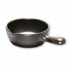 A stylish, black, 12cm small, heat-resistant, ceramic skillet for ajillo, microwave, oven, and stovetop use. Made in Japan by Banko ware.