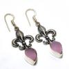 Pink Chalcedony Gemstone 925 Silver Plated Handmade Jewelry Earring 1.89"