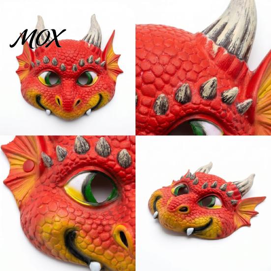 Colorful Halloween Party Mask 3D Cute Dragon Full Face Mask, Baby Lightweight Breathable Vibrant Role Play Costume with Realistic Scales And Horns for