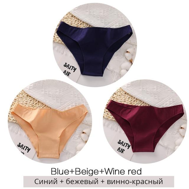 FINETOO 3PCS/Set M-XXL Panties Women Cotton Lingerie Woman Underwear Sexy Femme Underwear Girls Underpant Panty 7 Solid Colors