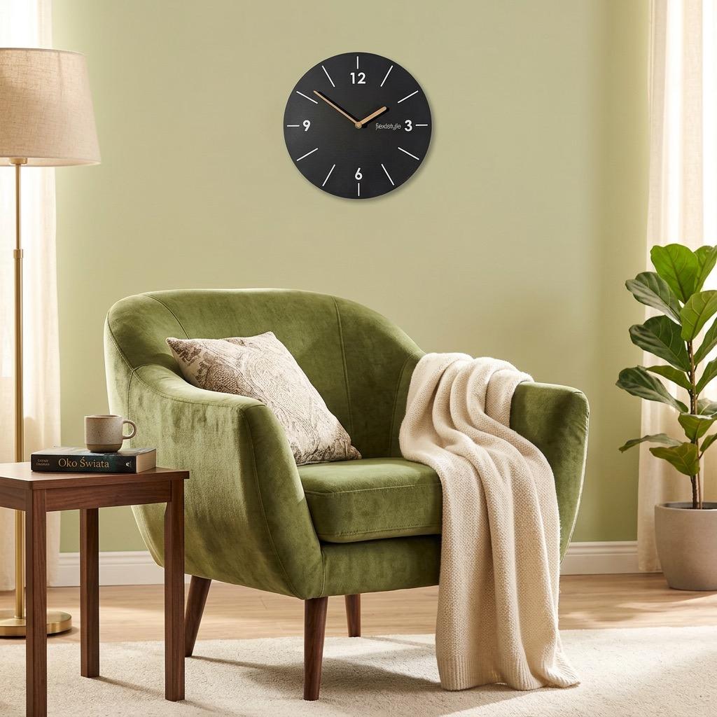 Scandic wall clock 30cm black silent for the living room