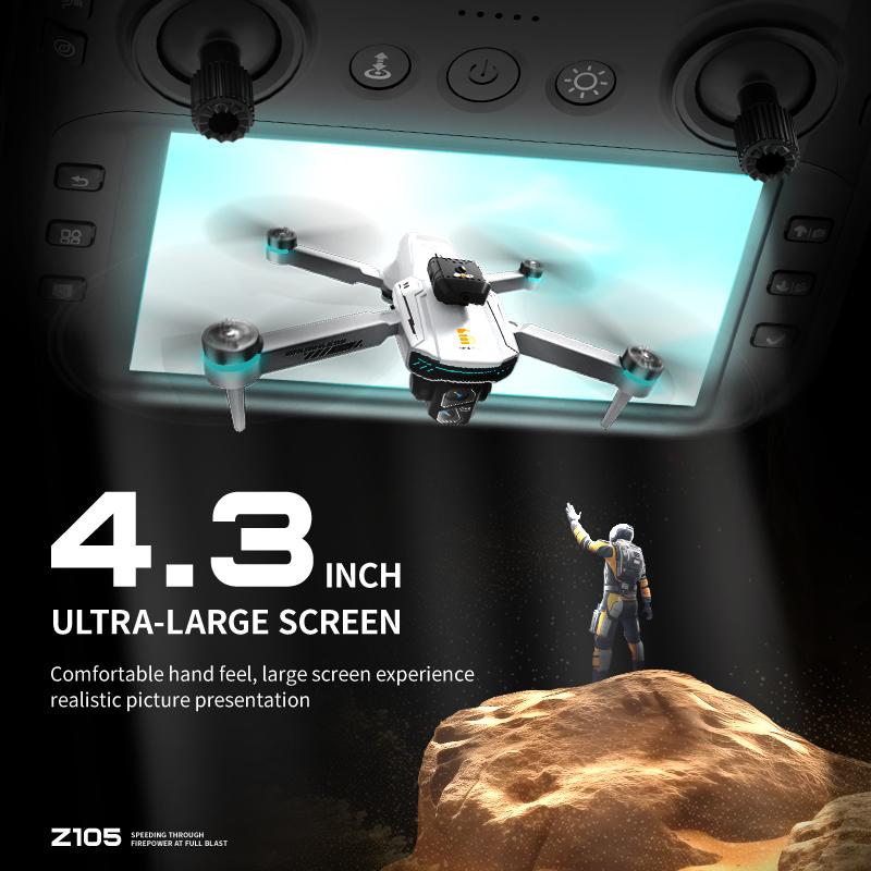New Z105 Drone 4K Professional HD Dual Camera Optical Flow Positioning Photography Brushless Foldable Large Screen RC Quadcopter