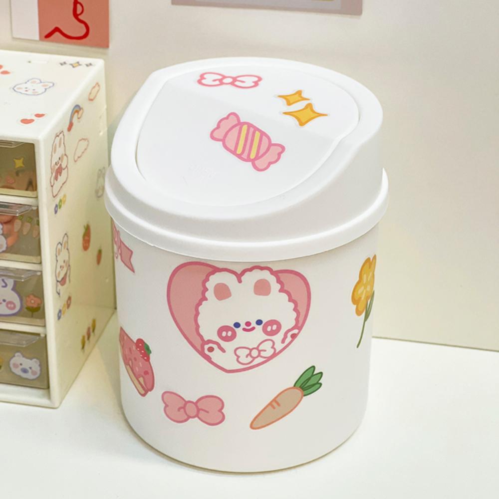 Настольный мини-органайзер для мусора, кавайный держатель для карандашей, милый мультяшный студенческий стол, мусорное ведро с крышкой, ящик для хранения