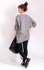 Gold Japan Plus Size Knit Long Long Size 3L Women's Top, V-Neck, Sleeves, suri-3211, Gray,