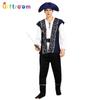 Halloween Carnival Party Dark Blue Noble Pirates New Adult Male Performance Costume Pirates of the Caribbean