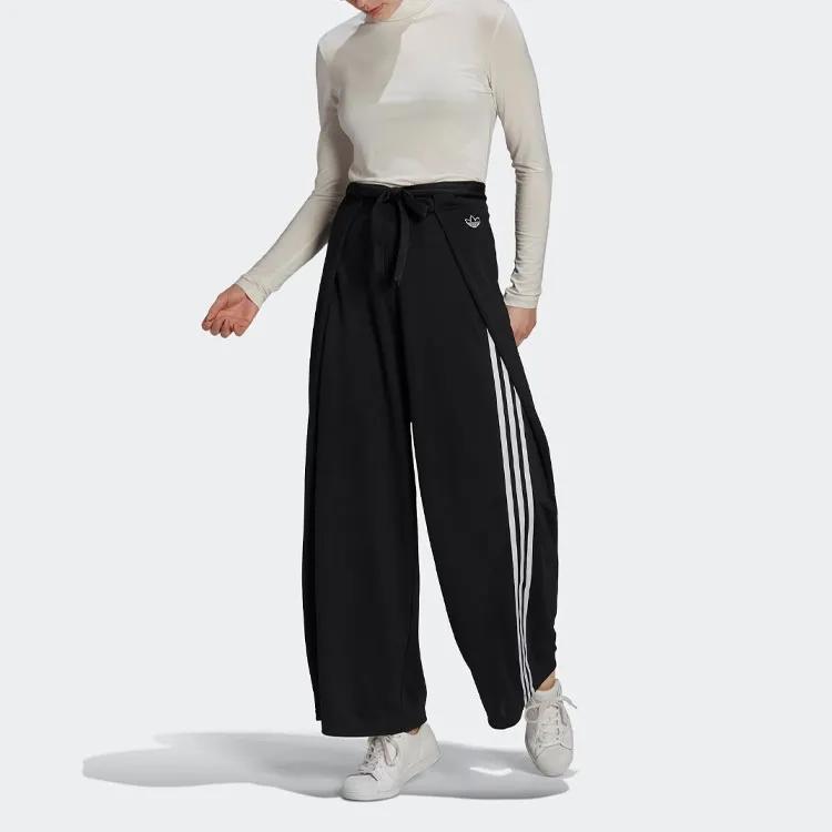adidas Originals Женские широкие трикотажные спортивные штаны adidas с трилистником, черные (унисекс) Трикотажные спортивные штаны