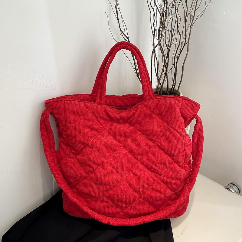 Вместительная повседневная универсальная вельветовая сумка-тоут, женская новая осенне-зимняя сумка для работы через плечо, сумка-мессенджер