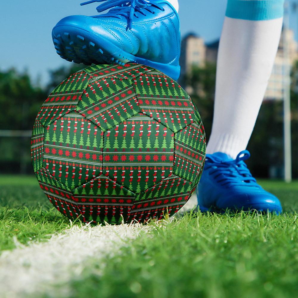 1pc Christmas Knit Size 5 Soccer Ball Professional Match Training Football Indoor &Outdoor Sports Ball Lightweight Durable m6547