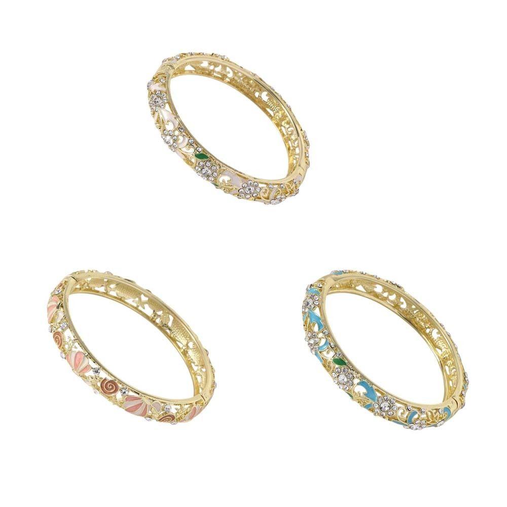 Rhinestone Flower Crystal Bangle Hollow Women's Hand Bracelet Jewelry Gifts