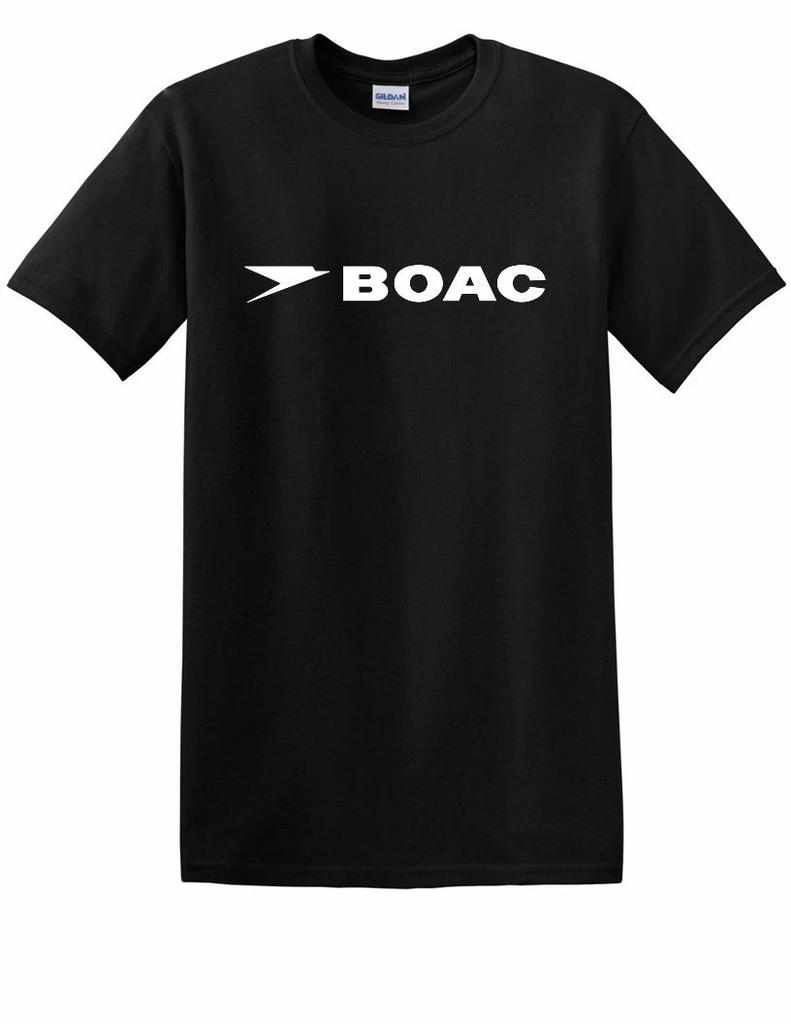 BOAC British Overseas Airways Company Airline Tee English Black Cotton T-Shirt