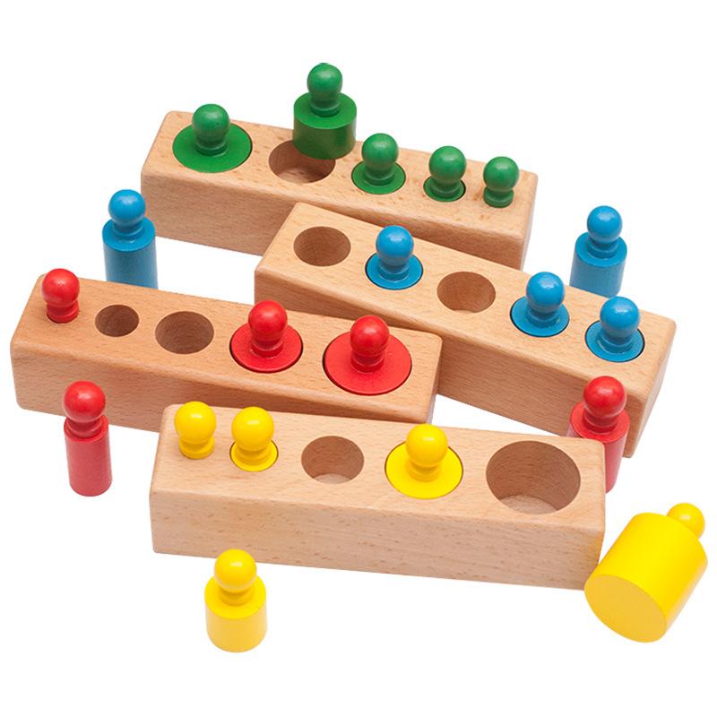 Montessori teaching aids socket cylinder wooden children's mathematics teaching aids kindergarten Montessori early education enlightenment