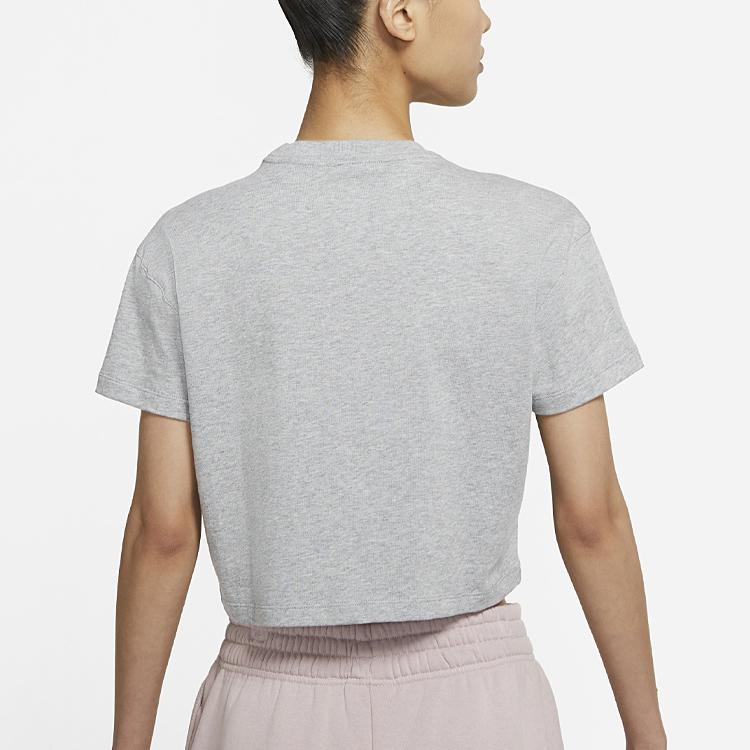 Nike Lab Casual Solid Color Logo Short Sleeve A Round Neck Top Women tops Gray DA0324-063