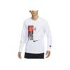 Logo Round Neck Pullover Long Sleeve T-Shirt Men Tops White HF6198-100