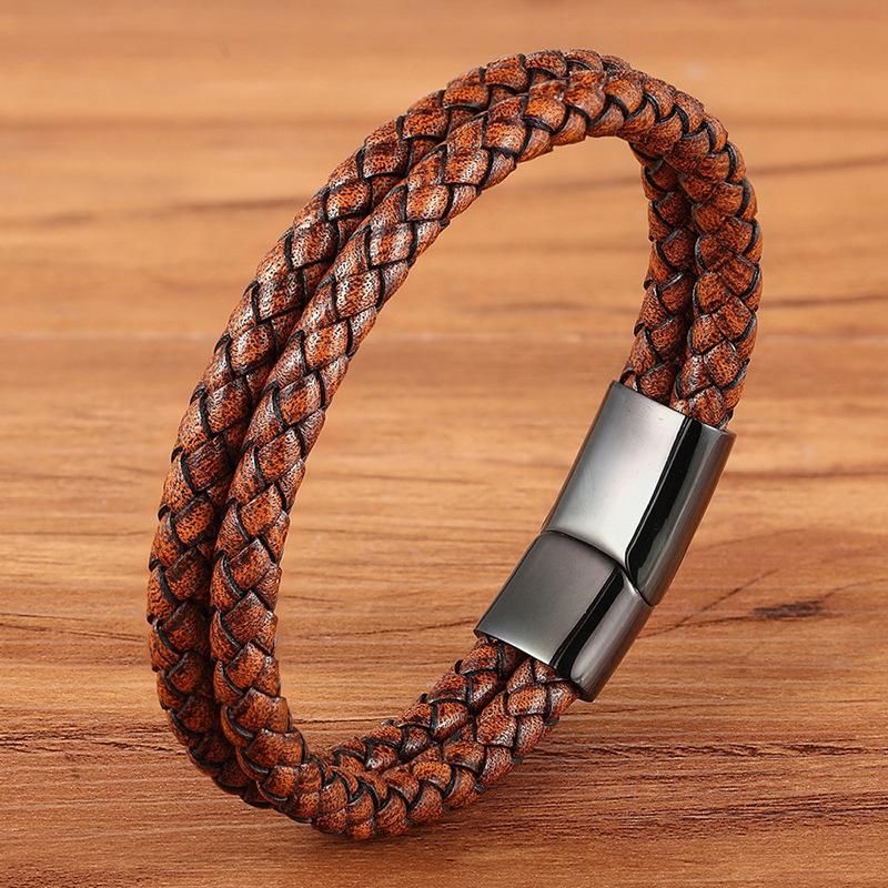 19/21/23 см мужской кожаный веревочный браслет винтажные ручные парные украшения черный коричневый красный синий стильные повседневные браслеты для мужчин