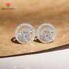 Круглые серьги-гвоздики в форме круга, прозрачный кубический цирконий, ослепительные женские серьги для пирсинга ушей, эффектные ювелирные изделия