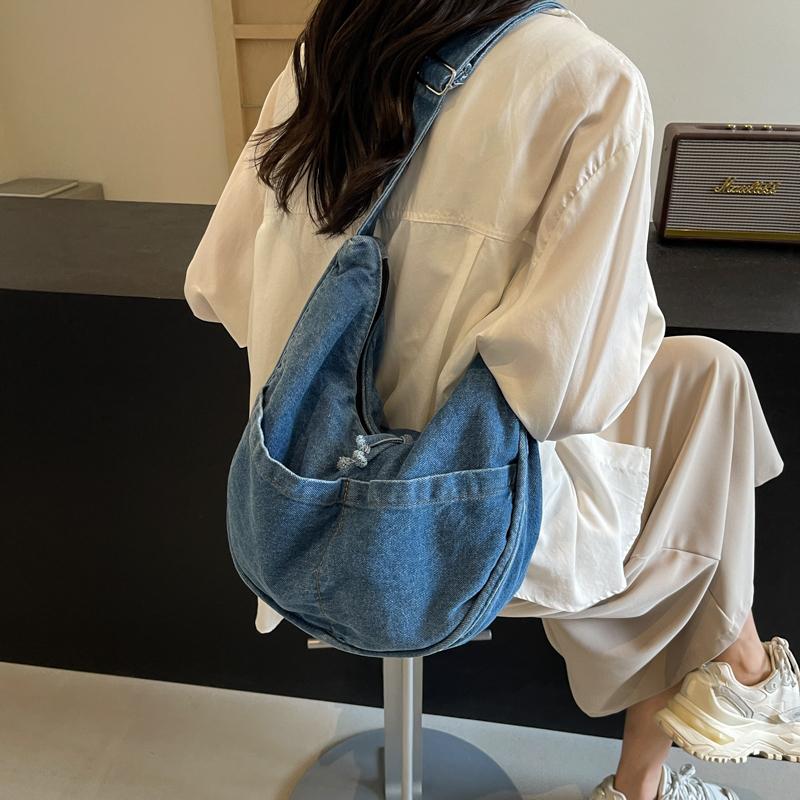 Сумка через плечо из денима с застежкой-молнией, высокоэстетичная, мягкая и универсальная сумка через плечо для поездок на работу, новая