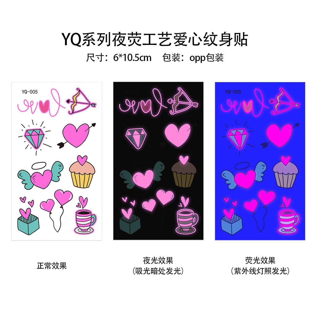 День святого Валентина Светящаяся пудра Татуировка Наклейка Ночной клуб Бар Музыкальный фестиваль Вечеринка Мужская и женская Флуоресцентная Татуировка Наклейка
