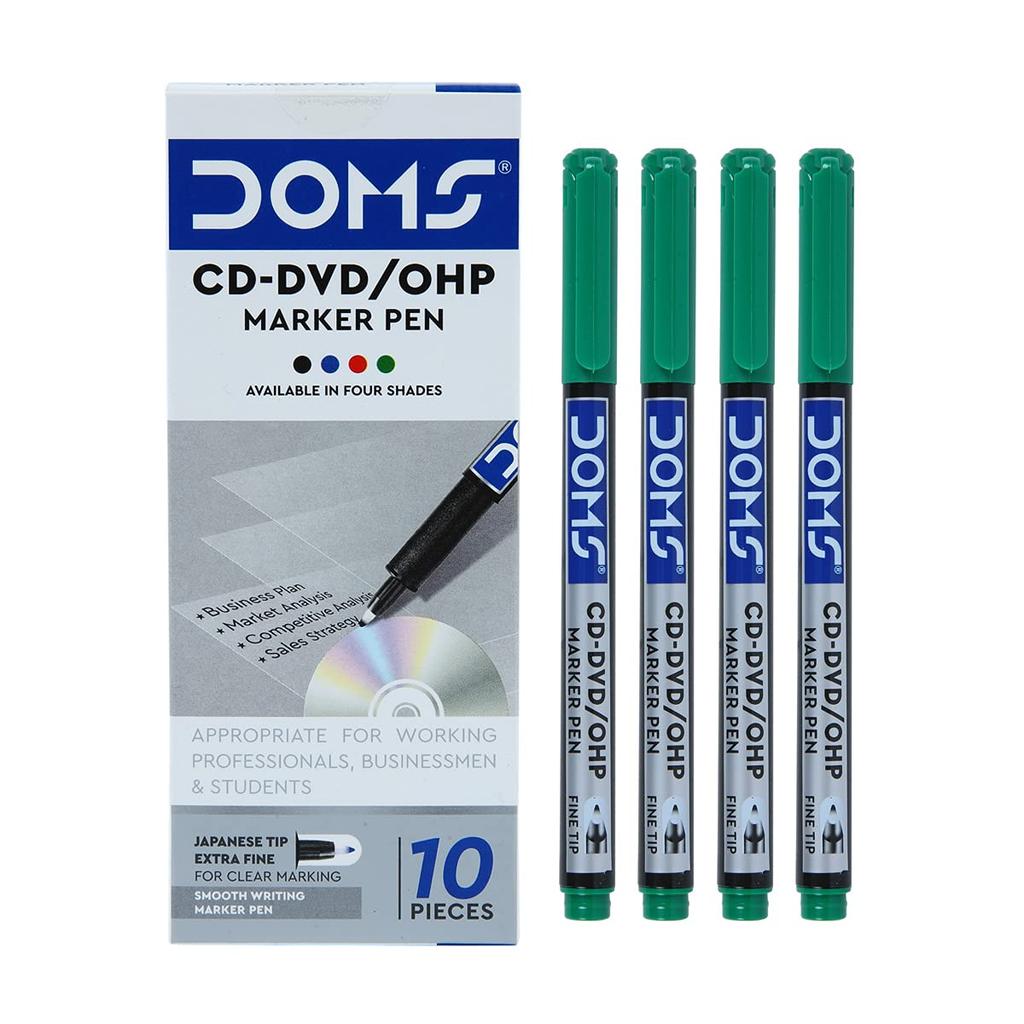 Doms Нетоксичные Маркеры для CD/DVD/OHP Зеленые Упаковка 1 шт. 20 шт. Для Офиса Школы На Разных Поверхностях Письма Маркировки Плавные Чернила