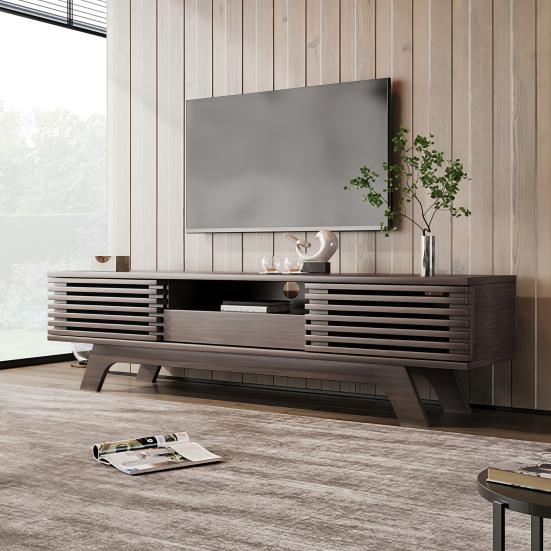 TV Cabinet with One Drawer And Two Doors, TV Furniture, TV Panel, TV Cabinet. Unique Design, Vintage Wood Color.