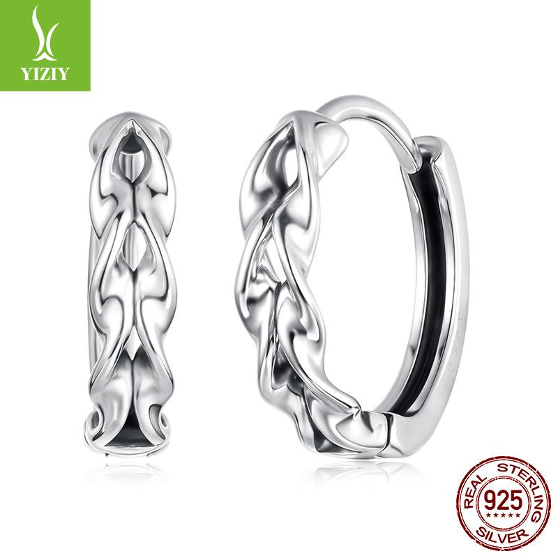 Twist Line Ear Buckle Female Cold Wind S925 Sterling Silver Earrings Earrings