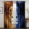 3D Digital Print Cheap Custom Animal Lion Tiger Two Thin Window Curtains for Living Room Bedroom Kitchen Office Decor 2 Pieces