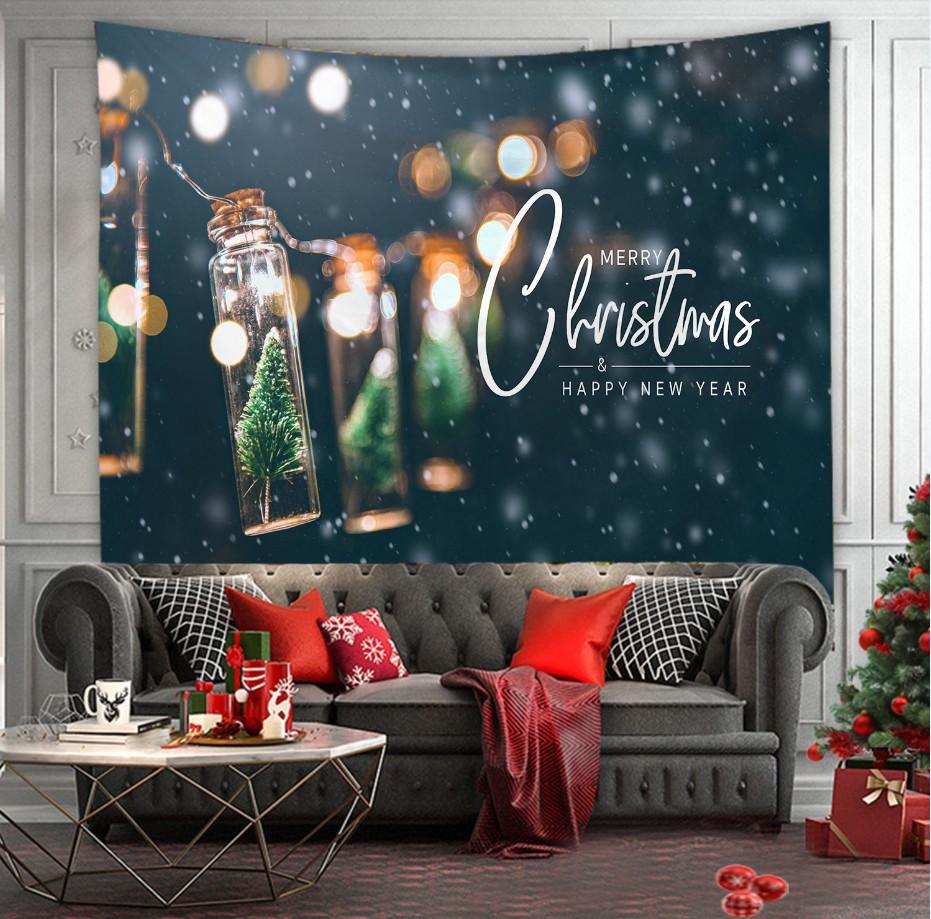 Гобелен с принтом рождественской елки, настенный фон, тканевый декор, красный Санта-Клаус, полиэстеровый гобелен, украшение на стену для дома и комнаты