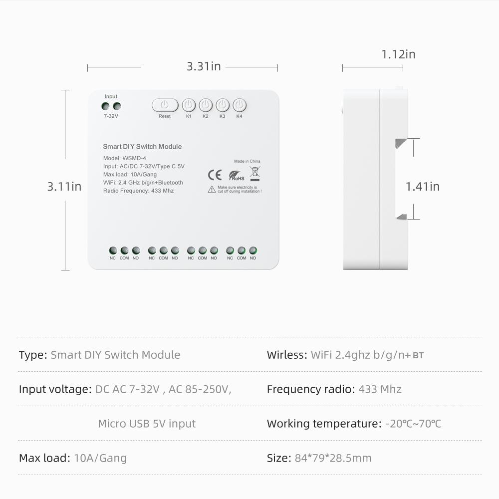 Tuya WiFi Intelligent Switch Module Compact Home Timing Control Voice Control Wireless APP Remote