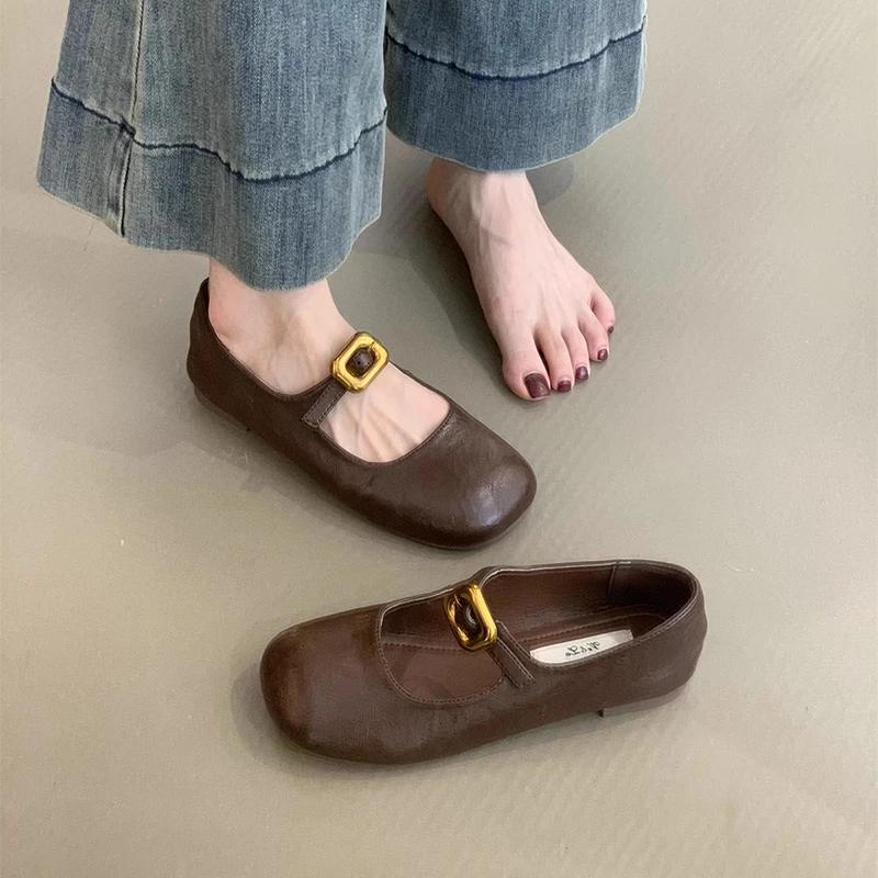 Модные серебристые женские туфли Мэри Джейн Модные неглубокие туфли в стиле ретро из кожи Комфортные туфли на плоской подошве из натуральной кожи